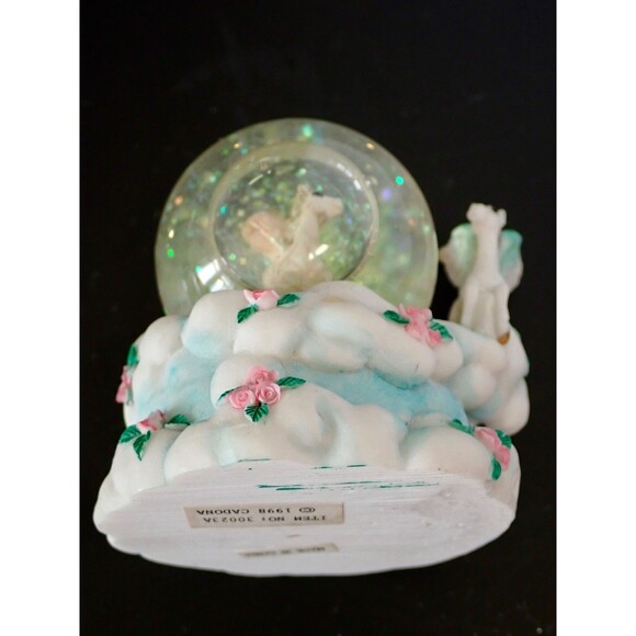 Cadona  Vintage 1998 Pegasus Water Glitter Globe Pink Flowers 3" tall No. 30023A - Picture 6 of 11